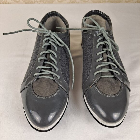 J Renee MacKenna Size 8M Gray Patent Flannel and Suede Lace Up Sneakers NWT - Picture 2 of 13